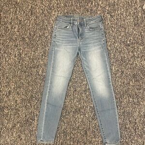 American Eagle Outfitters Blue Skinny Jeans with Faded Wash
